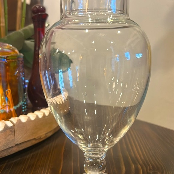 Vintage Apothecary Empoli Jar Clear Glass Footed Jar - Picture 5 of 9
